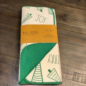 NWT Rae Dunn Green/Red Christmas Holiday Kitchen Dish Mats SET OF 2 / 16” x 22”